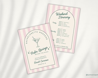 Convite para despedida de solteira em Palm Springs: modelo de itinerário personalizável (digital e para impressão)