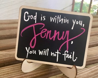 You Will Not Fail Handpainted Chalkboard Sign with Easel