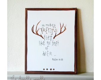 Psalm 18:33, PERSONALIZED 8x10 handpainted canvas