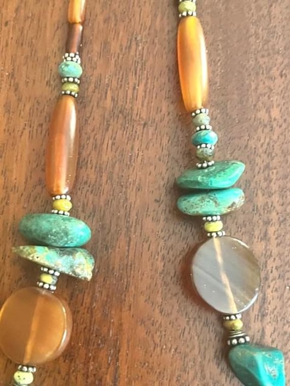 Vintage Barse Turquoise and Browntone Chunky Styl… - image 4