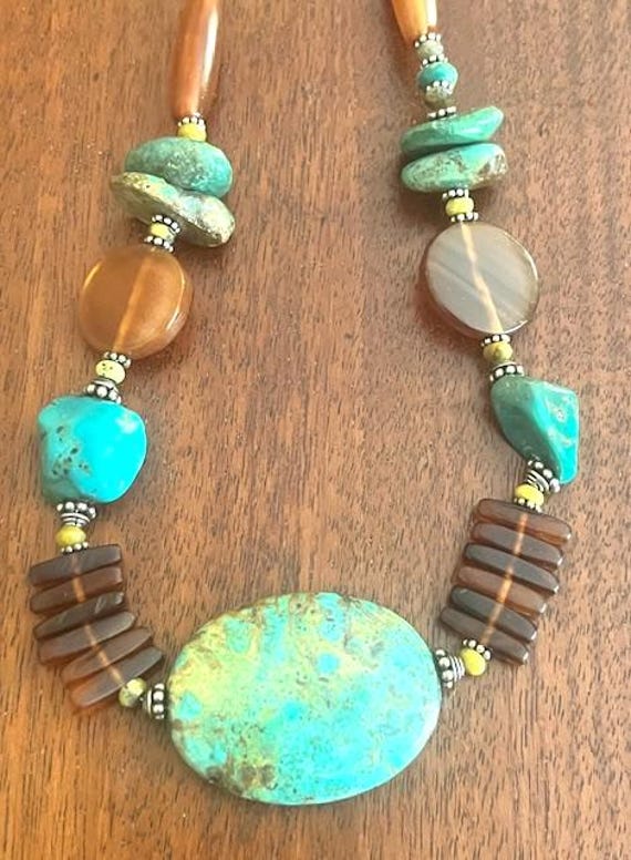 Vintage Barse Turquoise and Browntone Chunky Styl… - image 5