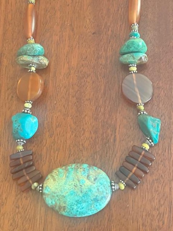 Vintage Barse Turquoise and Browntone Chunky Styl… - image 7