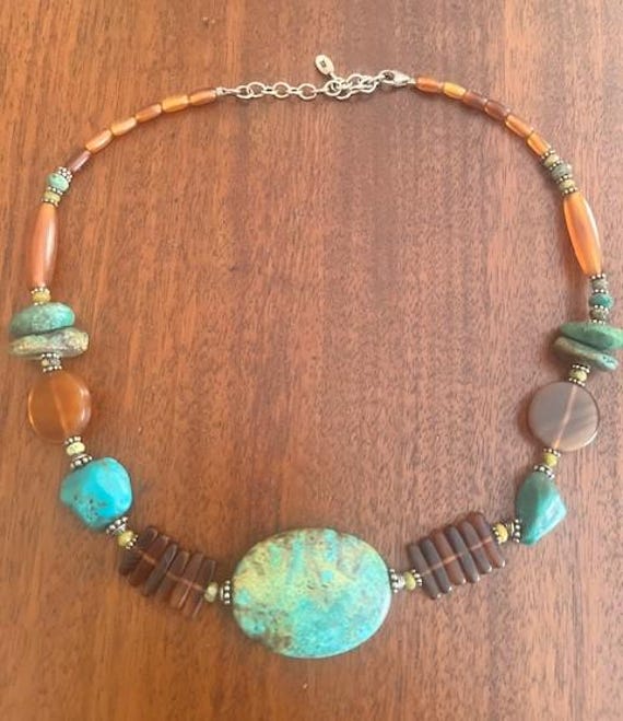 Vintage Barse Turquoise and Browntone Chunky Styl… - image 2