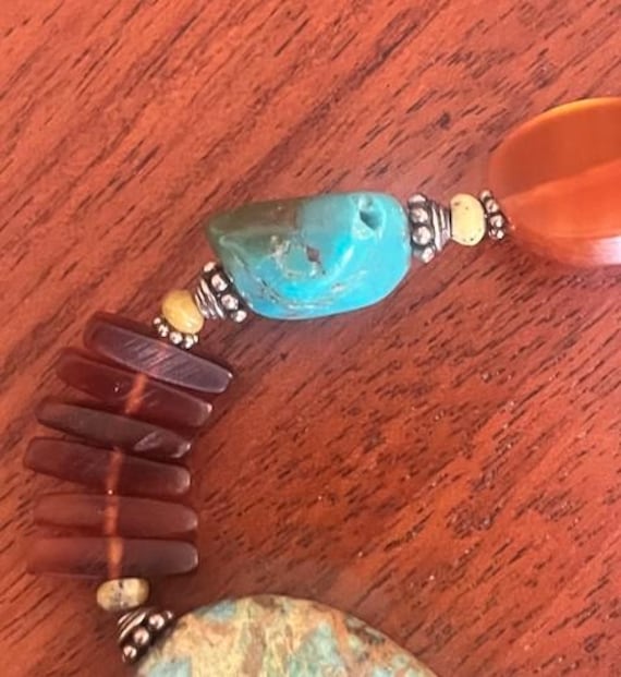 Vintage Barse Turquoise and Browntone Chunky Styl… - image 10