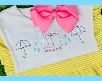 Rainy Day April Showers Machine Embroidery Line Design