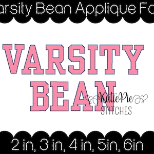 Varsity College Block Bean Stitch Applique Embroidery Font KPS Kutie Pie Stiches Machine Embroidery Font