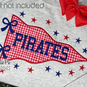 Pennant Flag Bows Stars Satin Stitch Applique Design