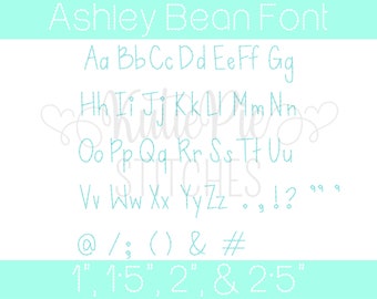 Ashley Bean Font Kutie Pie Stiches Bean Stitch Machine Embroidery Font