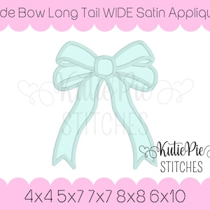 Big Long Tail Bow Satin WIDE Stitches Side Sweatshirt Side Shirt Machine Embroidery Applique Design Side Cutout