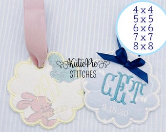 ITH Scallop Bag Tag Applique Embroidery Design with Tutorial Gift Tag