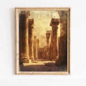 Ancient Temple Ruins Print, Vintage Sepia Columns Printable Wall Art (Digital Download) 381