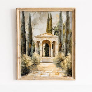 Vintage Stone Garden Pavilion Print, Mediterranean Architecture Printable Wall Art (Digital Download) 419