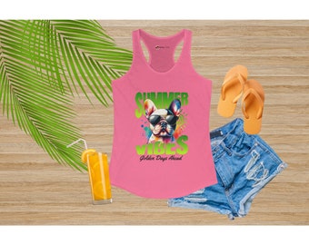Summer Vibes French Bulldog Women's Racerback Tank