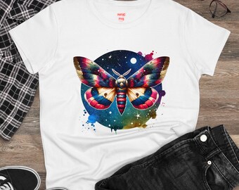 Watercolor Moth Women's Midweight Cotton Tee
