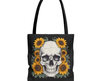 Sunflower Skull Tote Bag