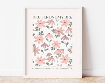 Girls Christian Art, Bible Affirmations Print, Faith Quote Decor, Inspirational Nursery Scripture, Baptism Gift