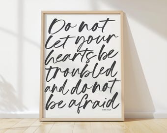 Scripture Brush Script Typography, Neutral Christian Scripture Wall Art Framed Print