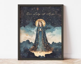 Our Lady of Hope Art Print: Framed Marian Image, Catholic Gift