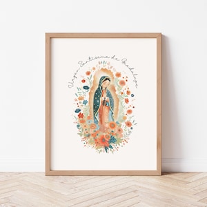 Lámina artística de la Santísima Guadalupe, decoración de pared católica de la Virgen María, pieza de oración del rosario, regalo de la Santa Madre de Fe, icono espiritual del Sagrado Corazón.