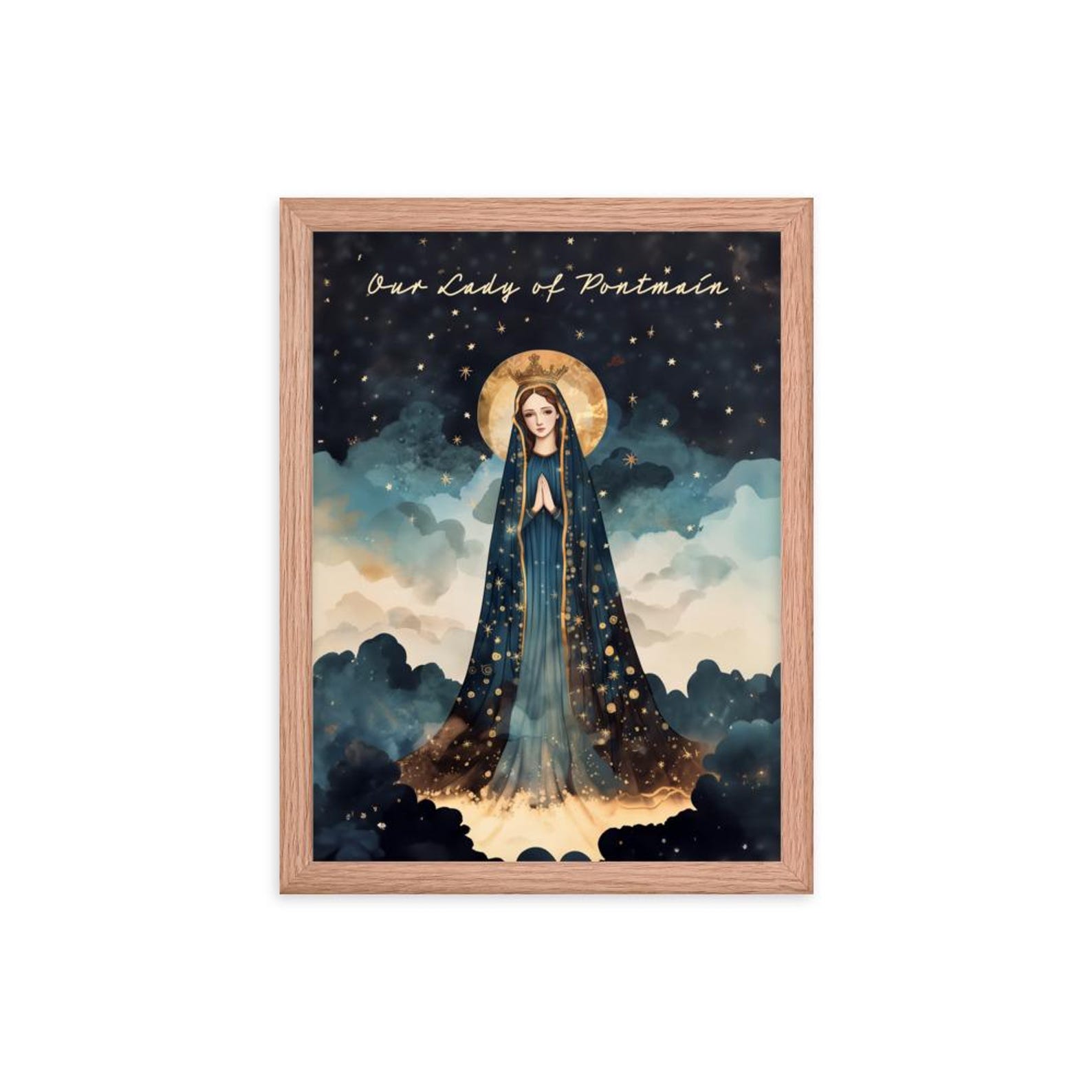 Our Lady of Pontmain Watercolor Art, Modern Christian Decor