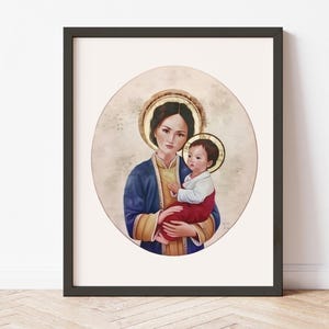 Stampa artistica della Madonna di La Vang, decorazione mariana cattolica, regalo da parete con rosario, arte d'altare della Beata Vergine, battesimo, cresima, comunione