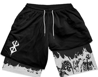Guts  Anime Character Inspired Washed Vintage Manga Gym compression shorts