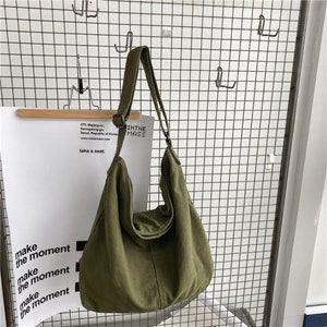 Canvas tas voor dames en heren Minimalistische draagtas Universele tas Milieuvriendelijke schoudertas Eenvoudige tas Groen