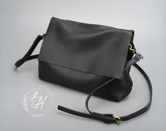 Bolso bandolera de cuero pequeño / bolso de cuero hecho a mano / bolso de cuero pequeño para mujer / bolso con cremallera simple / bolso de hombro crossbody