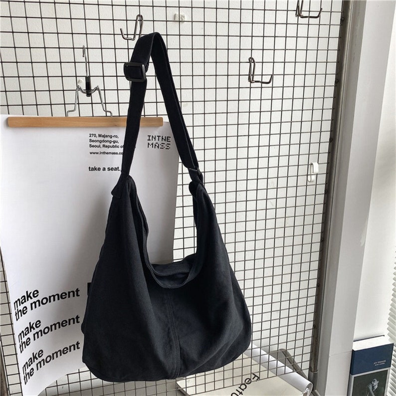 Canvas tas voor dames en heren Minimalistische draagtas Universele tas Milieuvriendelijke schoudertas Eenvoudige tas Zwart