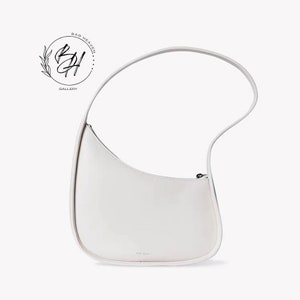 Halbmond-Umhängetasche Damentasche Schultertasche aus Leder Klassische Halbmond-Ledertasche Alltagstasche Kleine Damenhandtasche White