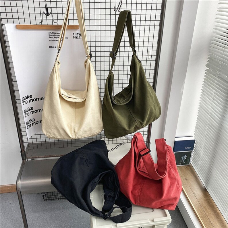 Canvas-Tasche für Damen und Herren Minimalistische Einkaufstasche Allzwecktasche Umweltfreundliche Umhängetasche Einfache Tasche Bild 2