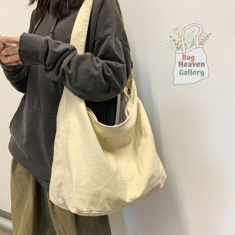 Canvas tas voor dames en heren Minimalistische draagtas Universele tas Milieuvriendelijke schoudertas Eenvoudige tas Wit