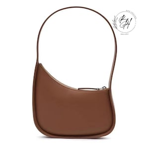 Halbmond-Umhängetasche Damentasche Schultertasche aus Leder Klassische Halbmond-Ledertasche Alltagstasche Kleine Damenhandtasche Brown