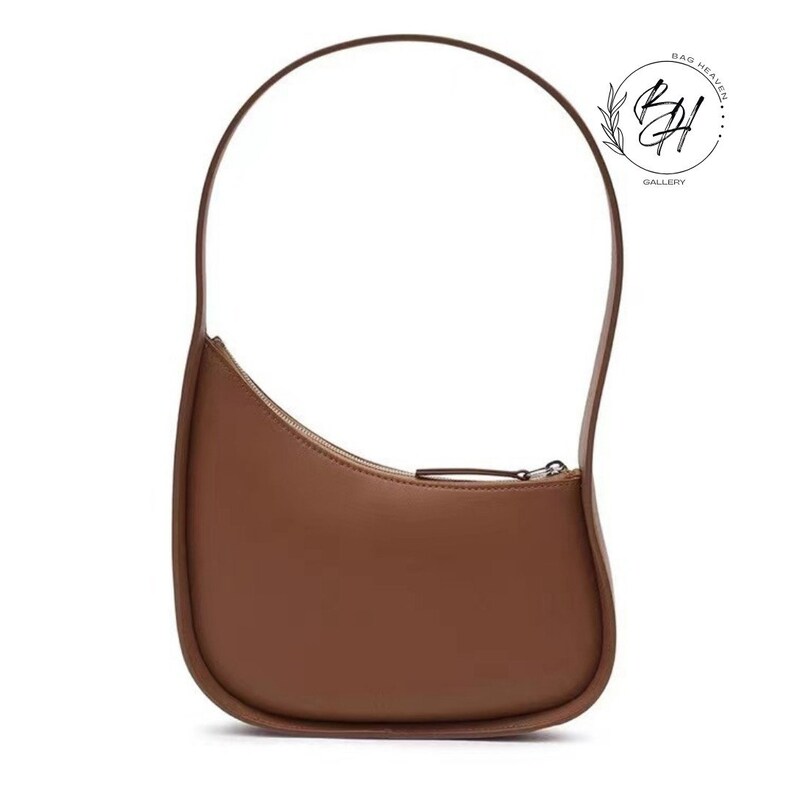 Half Moon Shoulder Bag Women's Bag Leather Shoulder Purse Classic Half Moon Leather Bag Everyday Bag Small Women's Handbag Brown