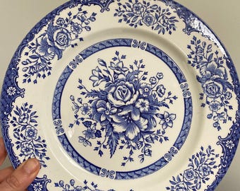 Vintage English Ironstone: 4 EIT Blau Weiße Transferware Kew Gardens Speiseteller