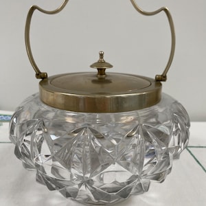 Antique Glass Biscuit Jar, Antique Biscuit Barrel, Cut Glass Biscuit Jar, Vintage Biscuit Jar, Vintage Biscuit Barrel