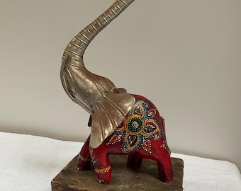 ムガル時代の手描きの象の像、インドの手工芸品、芸術愛好家への贈り物