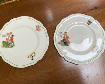 2 Vintage nursery rhyme plates/Pair of vintage children’s plates