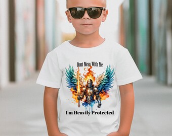 Youth Christian Tee: Archangel Watercolor, Heavily Protected