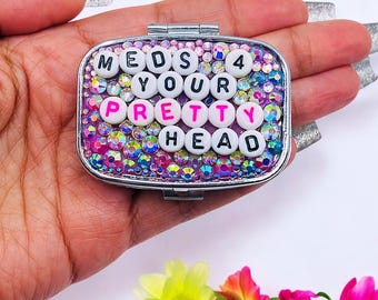 Trendy Rhinestone Pill Box: Pocket Travel Medicine Dispenser