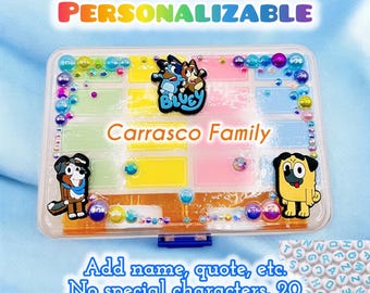 Personalized Cartoon Dog Pill Box: Travel Pill Organizer with Labels