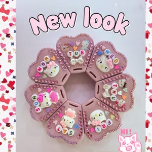 7 Day Pill Box, Kitty Pill Box, Cute Pink Pill Box, Medicine Vitamin Supplement Dispenser, Weekly Pill Organizer, Kawaii Pill Organizer,