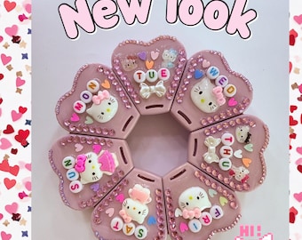 Kitty 7-Day Pill Box: Pink Rhinestone Kawaii Organizer