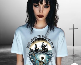 Gothic Fishers of Men Tee: Edgy Christian Bible Verse Shirt