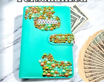 Personalized Bedazzled Money Binder, Budget Planner, Cash Envelope System