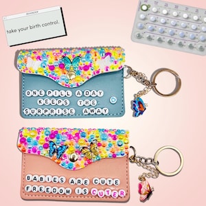 Personalized Pill Case Set: Mini Wallet Keychain, Credit Card Holder