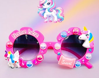 Personalized Unicorn Sunglasses: Rainbow Sunnies, Custom Name