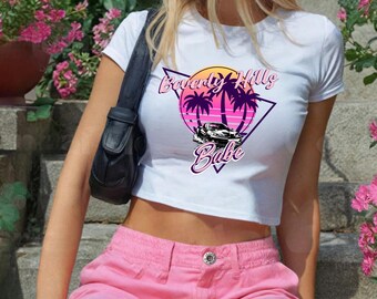Beverly Hills Babe Crop Top, 90s Y2K Graphic Tee