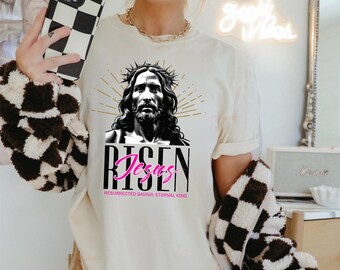 Vintage Risen Jesus Shirt: Distressed Christian Graphic Tee