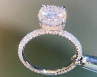 2 Karat Kissenschliff Verlobungsring, IGI zertifiziert - Lab gewachsen Diamant Ring, Mikro pflastern Diamant Ring für Frauen, Jahrestag Geschenk für sie